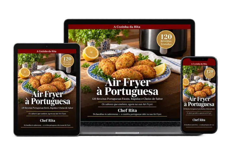 eBook Air Fryer à Portuguesa em iPhone, iPad e MacBook